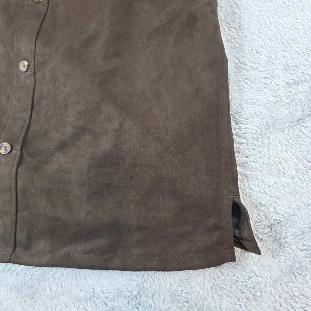 Banana Republic Men S Dark Oak Brown Vegan Suede Relaxed Shirt Jacket - Picture 11 of 13